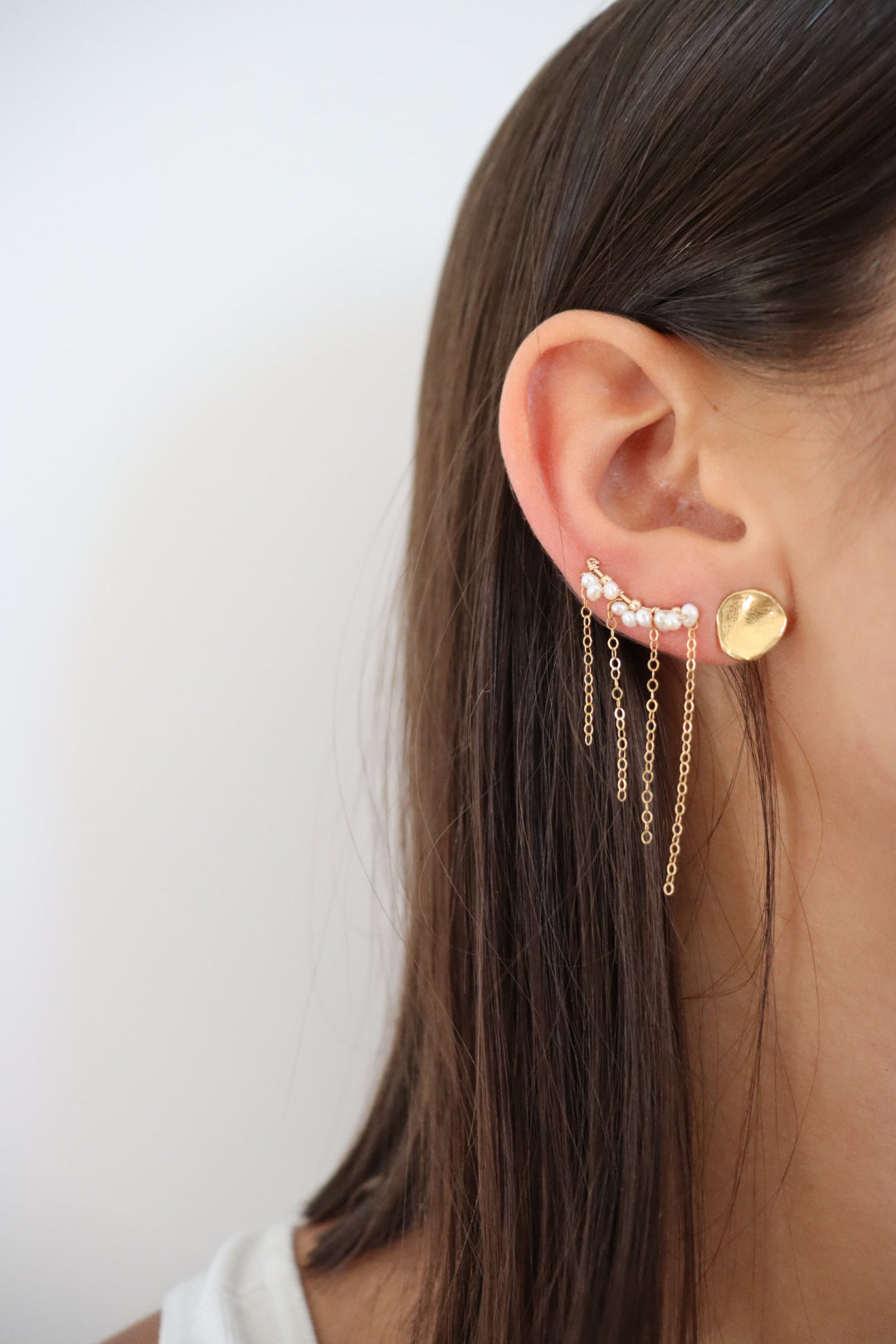 CLIMBER & CHAIN GOLD EARRINGS